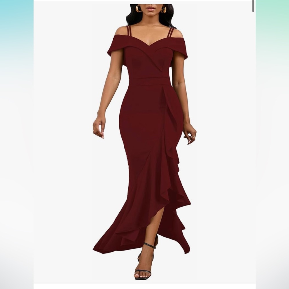 Elegant Burgundy Evening Gown